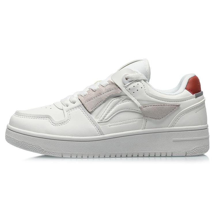 Li Ning Comfortable Slip Resistant Cushioning Abrasion Resistant Breathable Low Top Skateboard Shoes Women's Mist White AGCS392-5