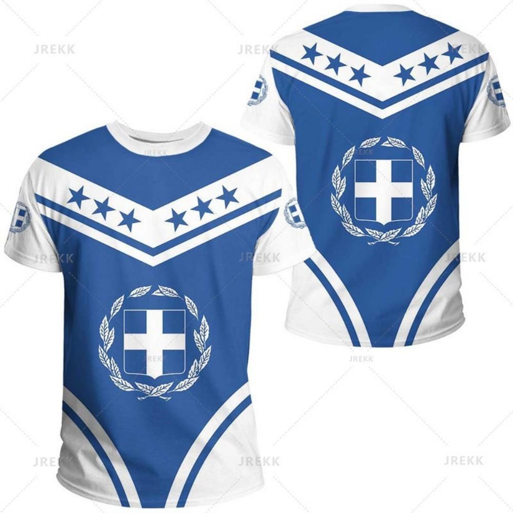 Griechenland-Themen-Poloshirt, Aufdruck des Nationalwappens, Lässiges sportliches Essential