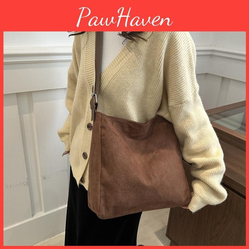 Solid Color Shoulder Bag Retro Winter Lazy Style Large Capacity Bag Crossbody