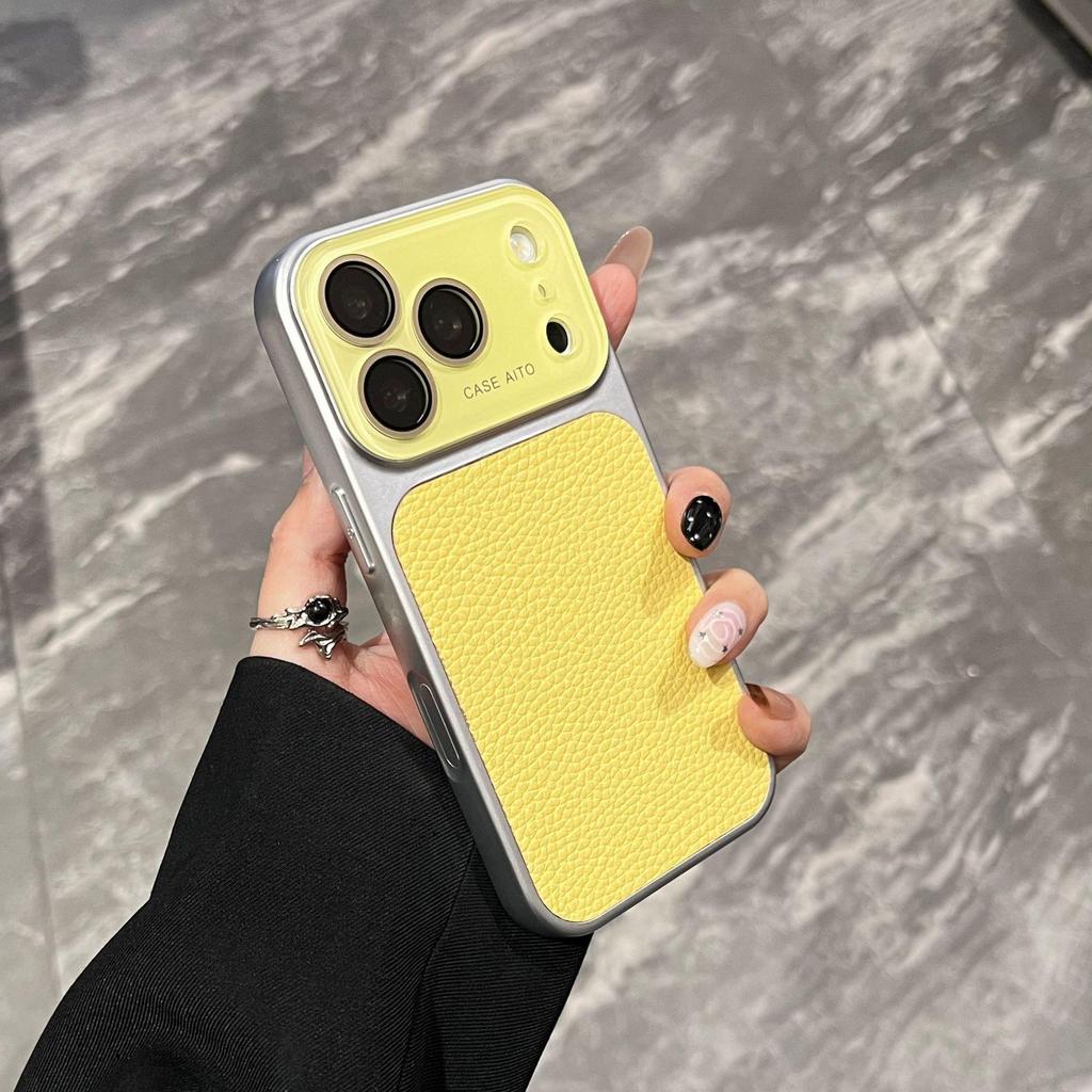 iPhone 17 Pro Max Lychee Pattern Leather Texture Case, Full Coverage for Apple 16