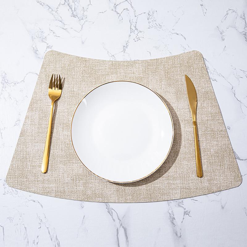 Fan-shaped Household Leather Placemat Hotel Restaurant Fan-shaped Western Dining Mat European Cloth Pattern Thermal Insulation Dining Table Mat