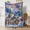 Cozy Wolf Printed Blanket for Animal Lovers - Machine Washable, Durable, Suitable for All Seasons