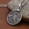 Vintage Einzigartiger Wikinger Lebensbaum Anhänger Punk Rock Edelstahl Pentagramm Halskette für Männer Frauen Schmuck