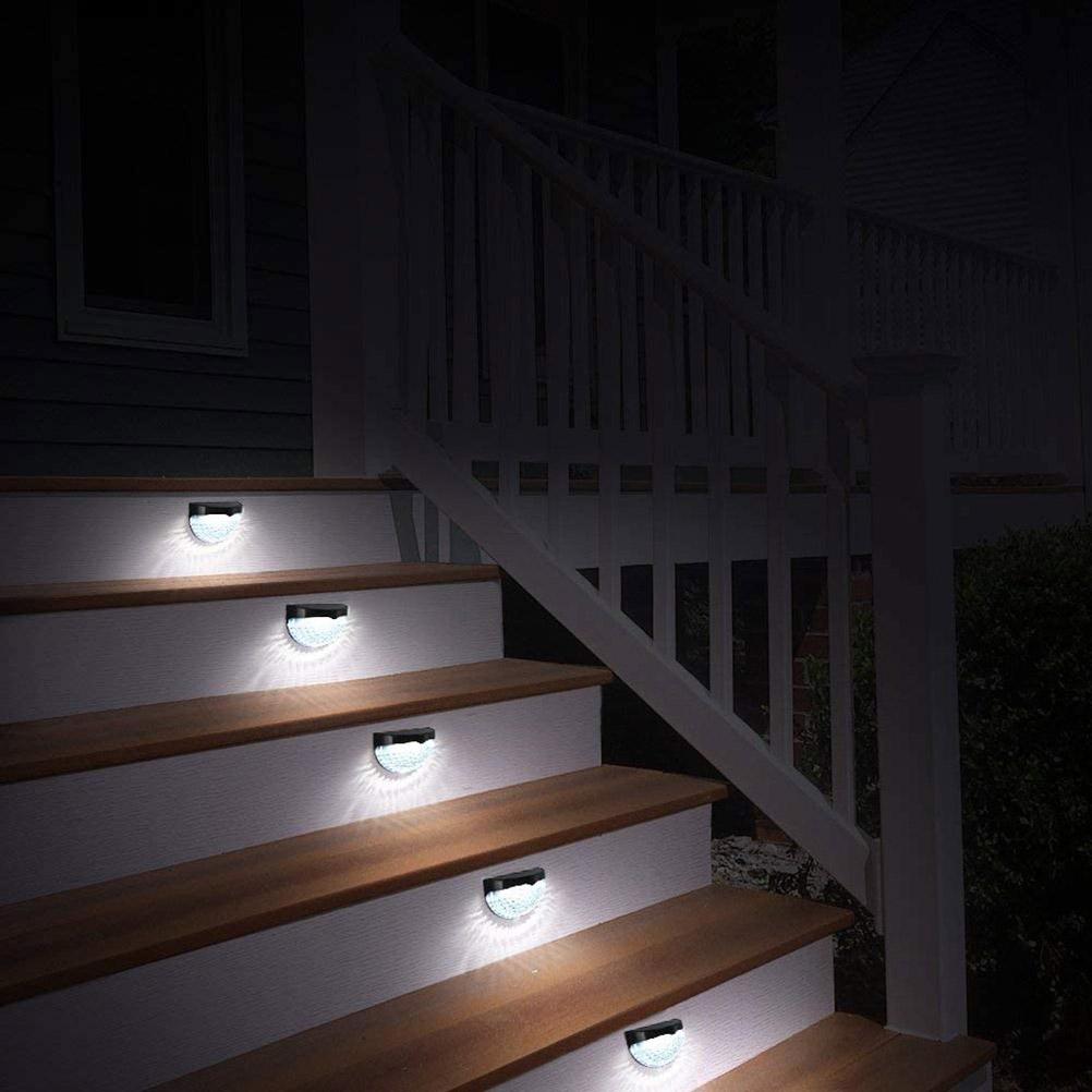 4Pcs Solar Fence Lights 6LED Garden Light Waterproof Decorative Lamps