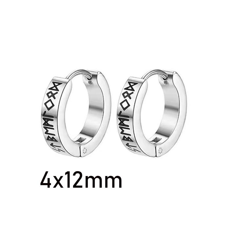 1 Pair Gothic Viking Rune Stud Earrings For Women/Men Stainless Steel Cubic Zirconia Rock Punk Piercing Jewelry