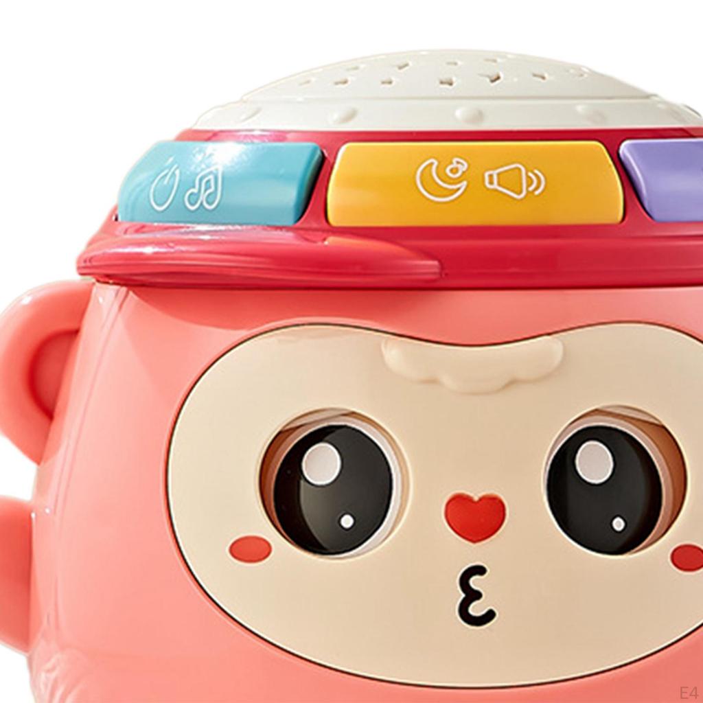 Tumbler Hand Drum Favor Gift with Light Music Beat Monkey Shape Early Educational Montessori