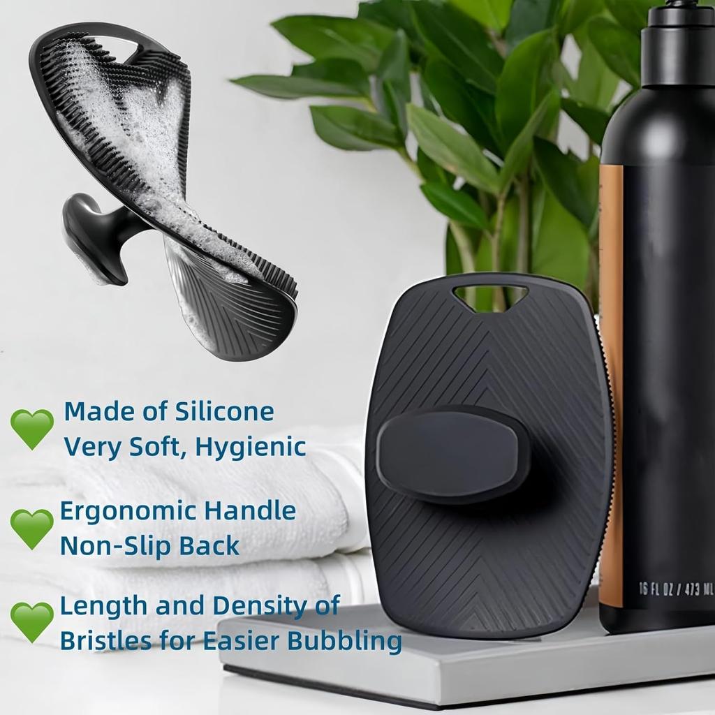Exfoliating Silicone Brush Cleanser No Slip Handle Body Scrubber Clean Tools Bath Black Brush Massage Skin Bathroom Accessories