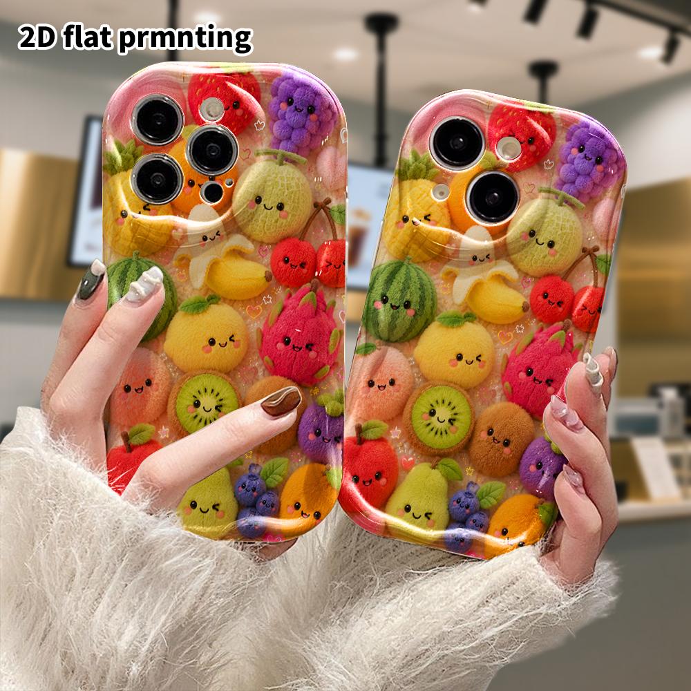 Phone case: 2D flat, suitable for iPhone 18 17 16 15 14 13 12 Pro protective case, fruit family, perfect Christmas and Halloween holiday gift