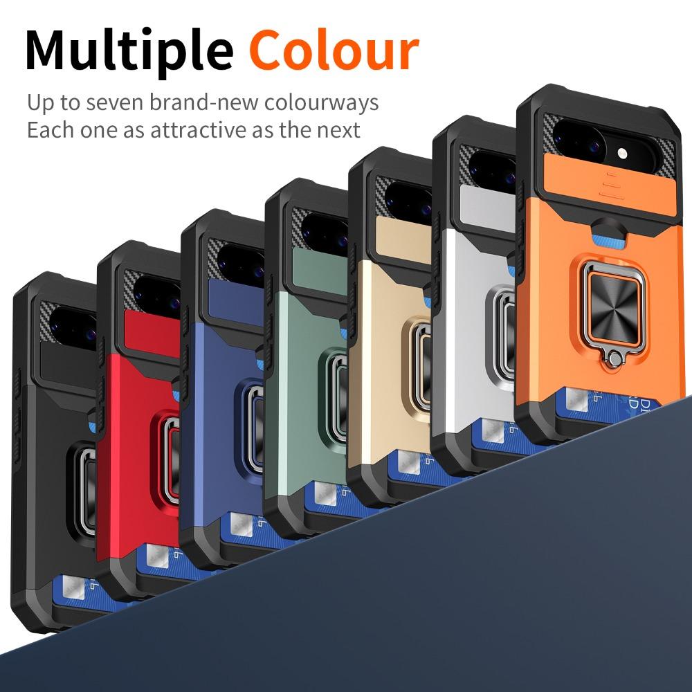 Shockproof Card Holder Case For Google Pixel 10A 9A 10 9 Pro XL 8 7A 7 6 A Pro Slide Camera Slot Wallet Protect Ring Stand Cover