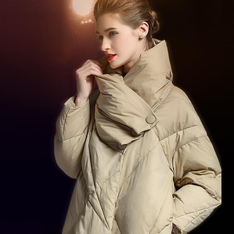 Winter new European and American loose large size thickened warm silhouette down jacket women's medium and long white duck down jacket