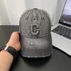 Washed Denim Hat for Men, Korean Style Vintage Sunshade Baseball Cap, Fashionable and Versatile, Embroidered Soft-top Distressed Duckbill Cap for
