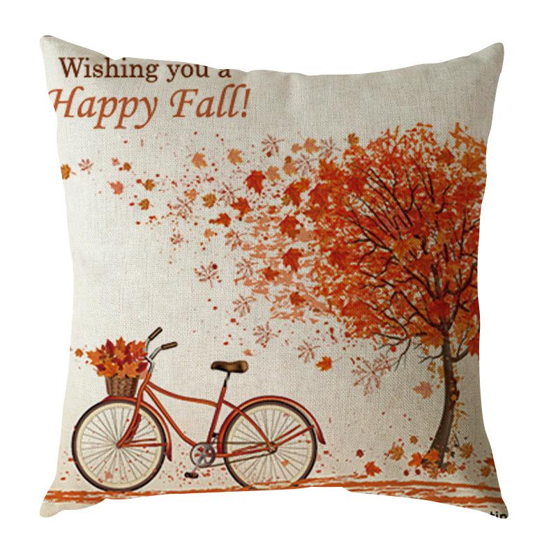 Autumn Harvest Thanksgiving Linen Happy Fall Pillow Case North American Festival Pillow Gift