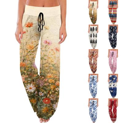 Women's Fashion Loose-Fit Drawstring Elastic Waist Casual Printed Pants