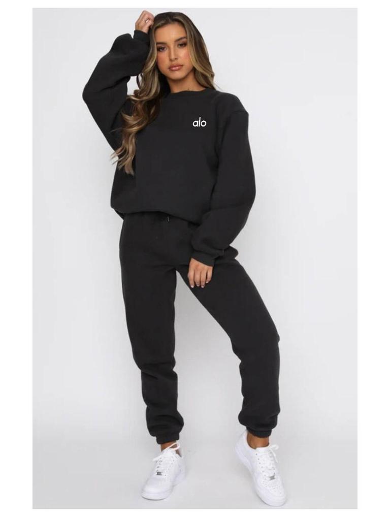 Women's Autumn/Winter Casual Printed Hoodie & Long Pants Set - European & American Style