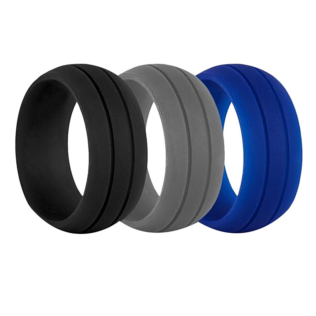 3pcs Silicone Wedding Rings Environmental Cool Comfortable Ring Band Described