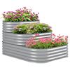 Tarc Înalt pentru Flori de Exterior, Scări, Jardinieră, 3 Trepte, 158 cm x 109 cm x 82 cm, Argintiu