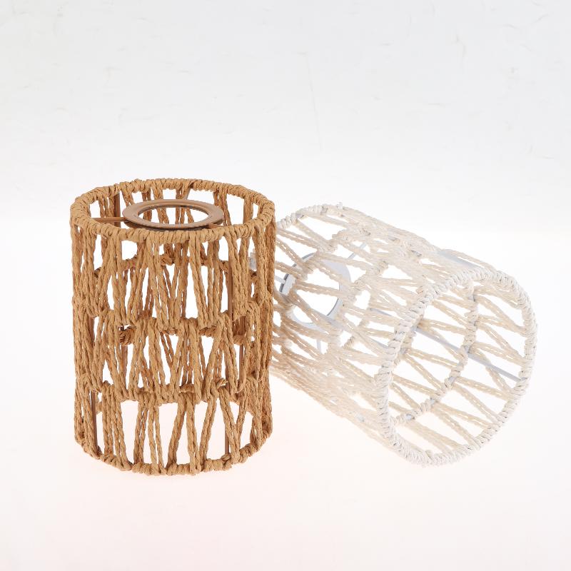 Handmade Paper Rope Woven Rattan Lampshade Boho Decorative Lampshade Table Lamp Decorative For Garden Yard Living Room