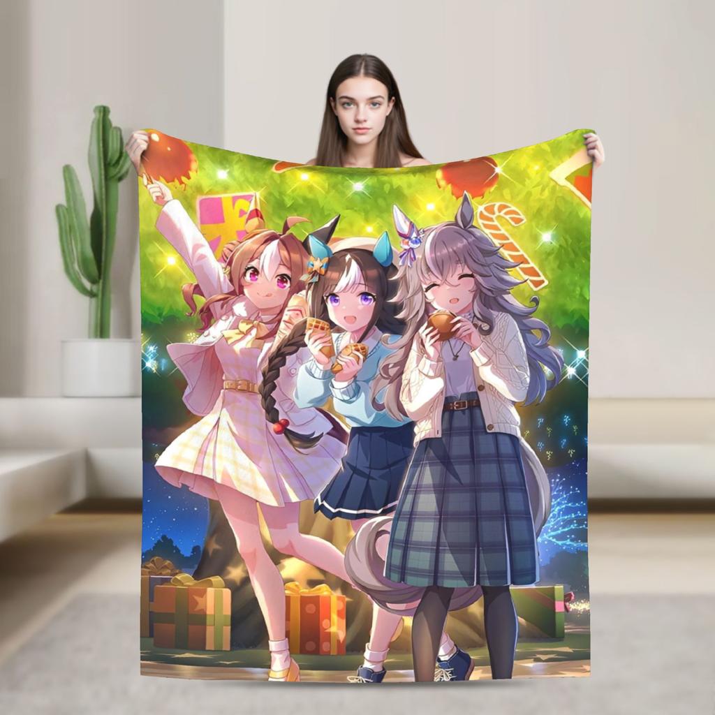 Umamusume Pretty Derby Anime Blanket Cover Velvet Lightweight Thin Throw Blankets for Bedding Couch Bedroom Quilt