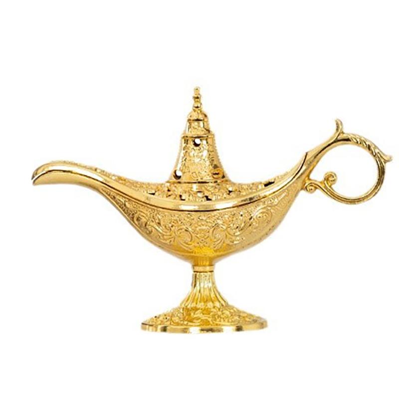 

1PCS Hollow Legend Aladdin Magic Genie Lamps Incense Burners Retro Wishing Oil Lamp Home Decor Gift