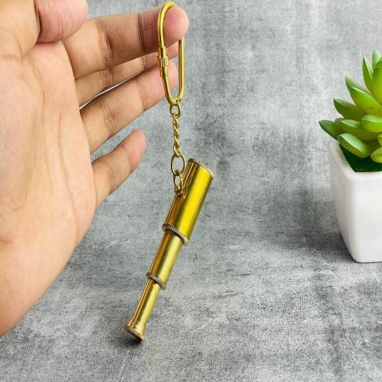Stargazer's Pocket Companion: Miniature Telescope Keychain, Solid Brass