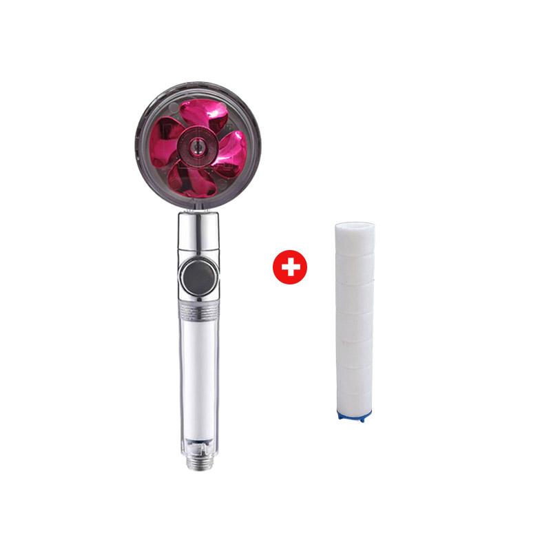 Powerful Pressurized Shower Set Fan Filter Showerhead One Touch Water Stop Sprayer Water Saving Handheld Showerheads