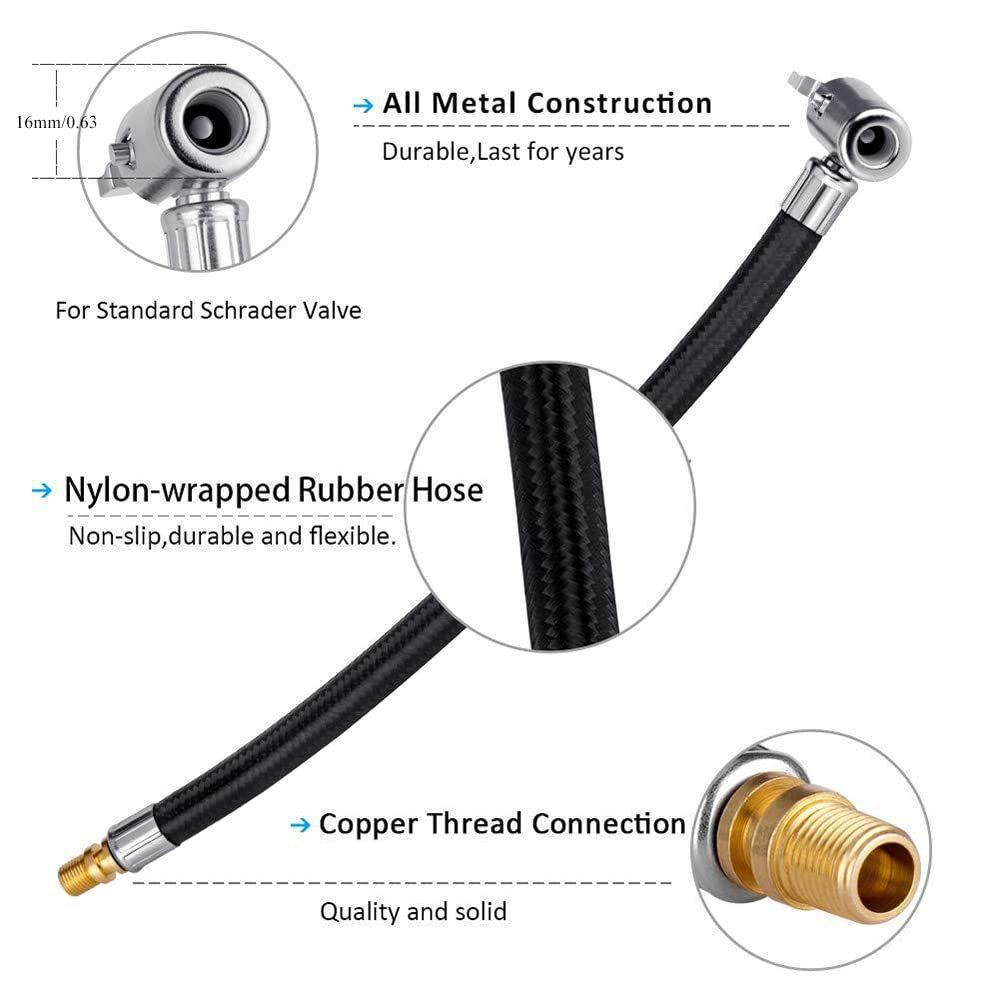 Car Quick Air Pump Extension Tube Connection Hose Tire Quick Air Pump Chuck Air Tube Set Pump Accessories