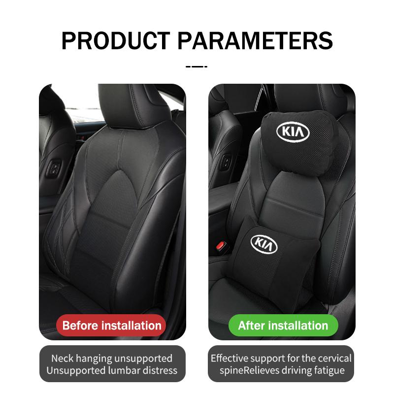 BBEI1 Car Styling Soft Suede Headrest Neck Support Seat Breathable Waist Pad Pillow Mat For KIA Cerato Proceed Venga Stonic Picanto