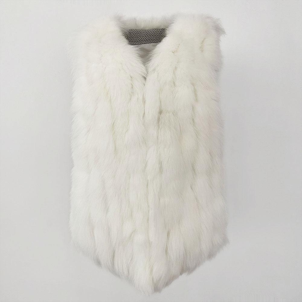 OFTBUY Winter Thickened Warm V-neck Natural Fox Fur Woven Fur Vest Women's Short Korean Style Casual Elegant