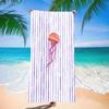 Beach Towel Oversized Sand Free Quick Dry Microfiber Whale Print Blue White Striped Towels for Adults Pool Swim Camping Travel