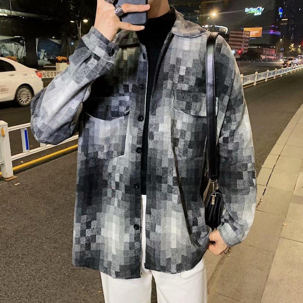 Men's Korean Plaid Woolen Coat - Autumn/Winter Casual British Lapel Windbreaker