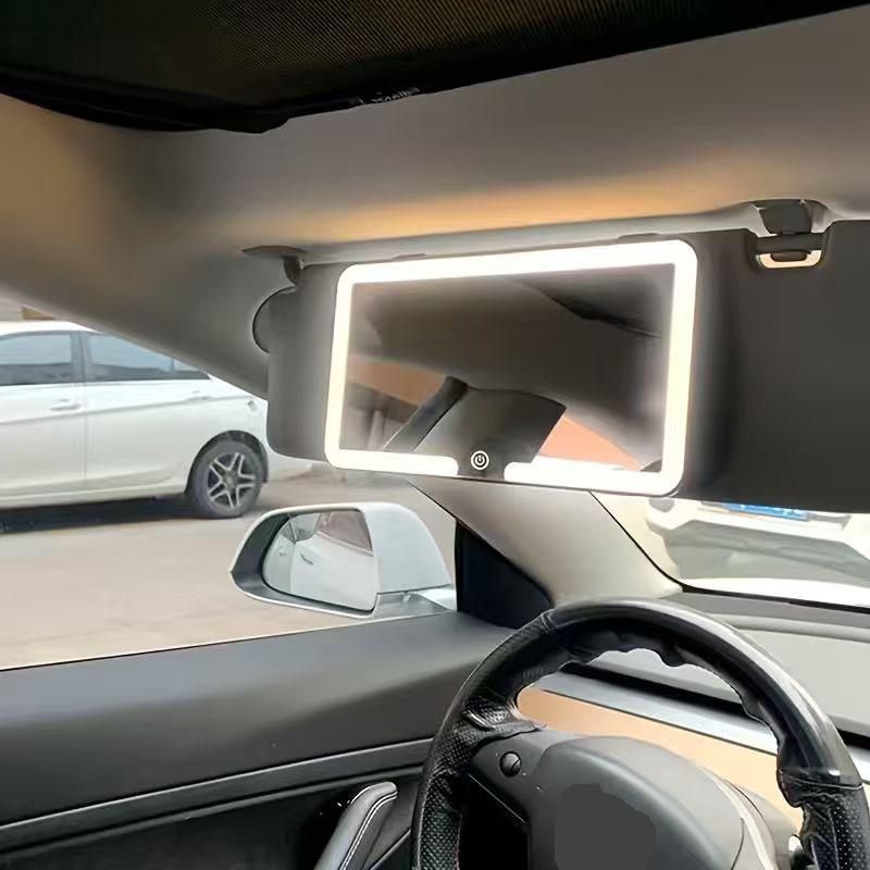 1 LED Lighted Makeup Mirror with Touch Button, 3 Lighting Modes And Built-In Fill Light, Suitable for Cars, Trucks