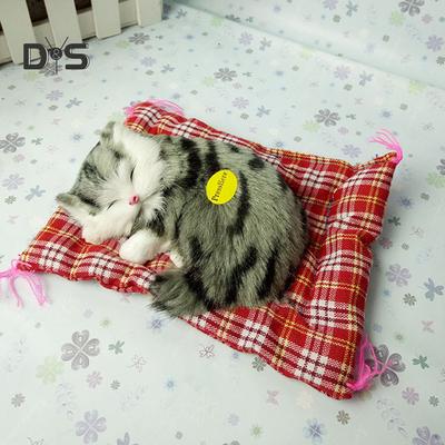 Mom&Me Sleeping Cat Plush Stuffed Toy Press Simulation Sound Animal Doll Kids Gift