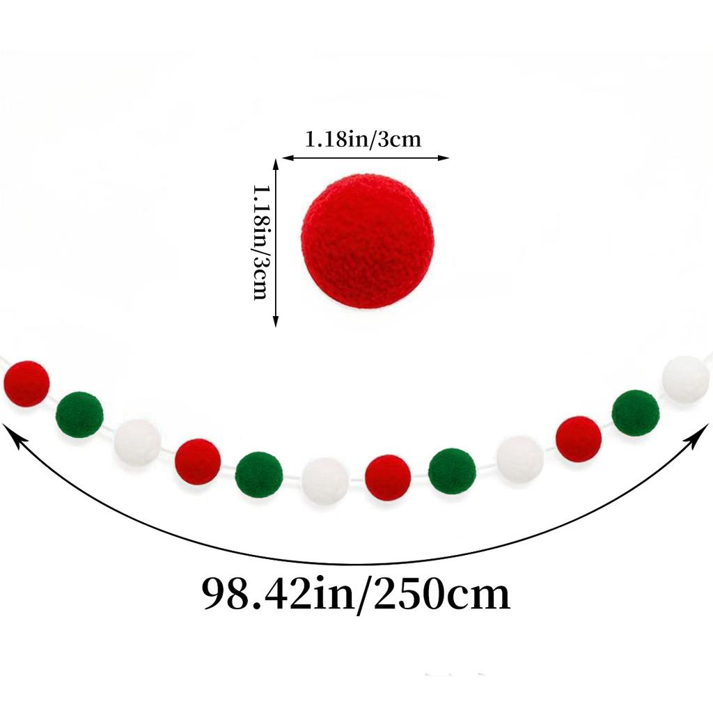 Christmas Party Plush Ball Ornament Birthday Party Decoration Banner Christmas Tree Red Green White Hair Ball Hanging String