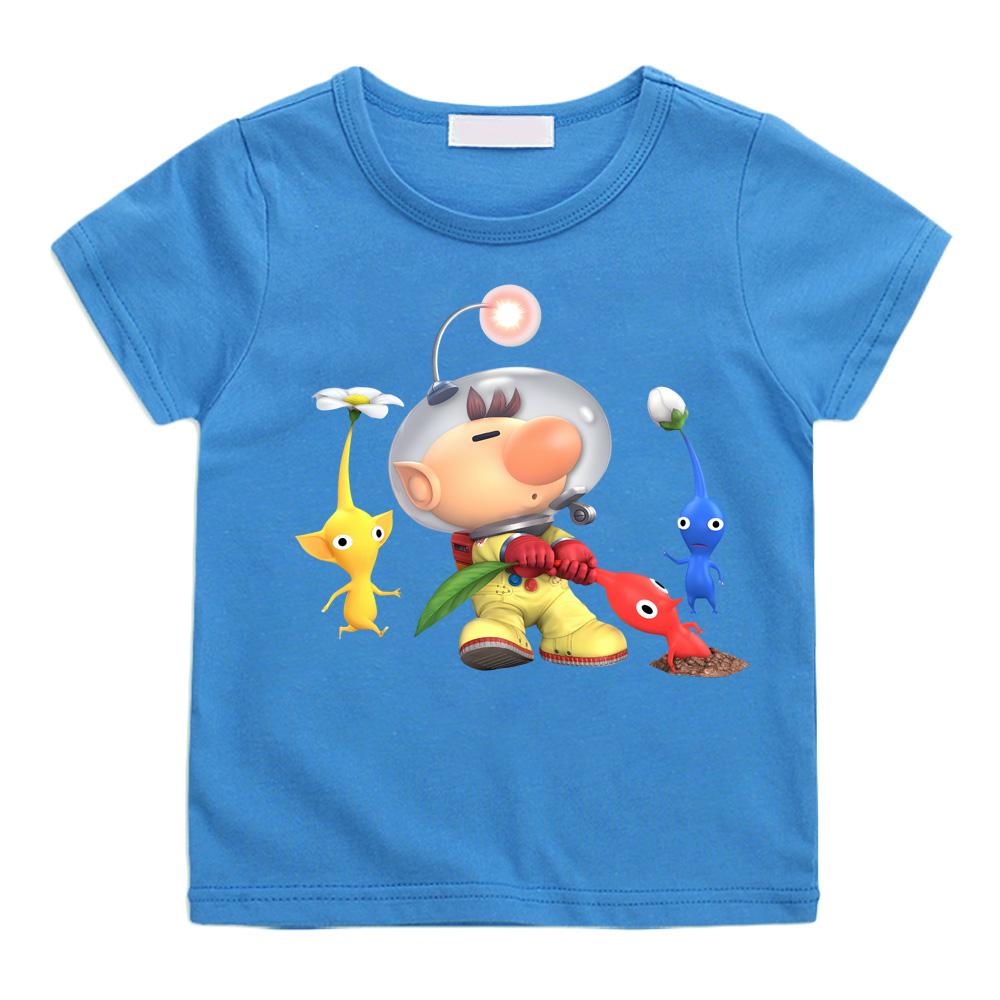 Pikmin GAME Anime Print Casual T-shirts Kids High Quality 100%Cotton Tees Boys Girls Tops Children Intellectual Fun Cartoon Tshirts Summer Clothes