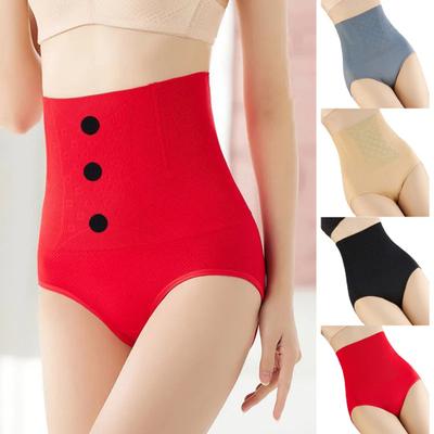 Women Postpartum Panties Seamless High Waist Tummy Control Slimming Butt Lift Solid Color Soft Breathable Elastic Anti-septic Plus Size Lady