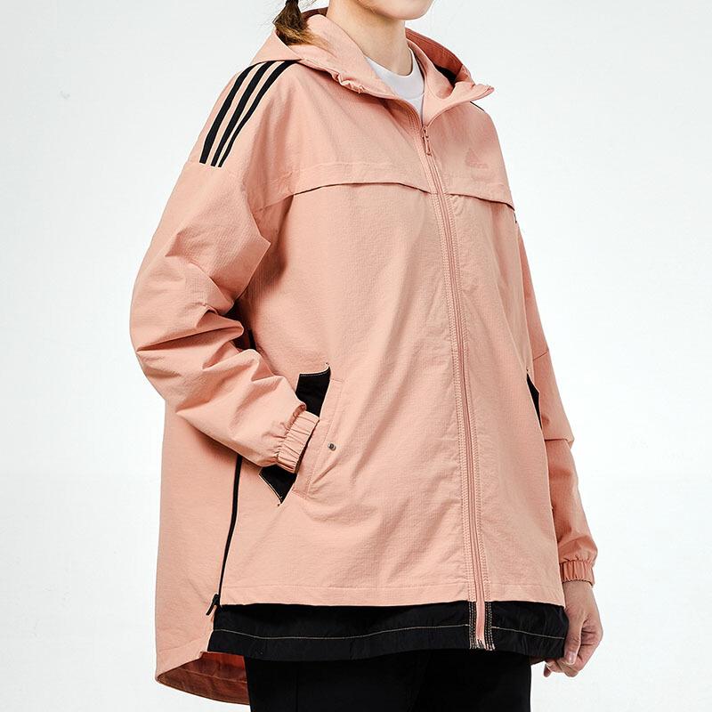 Adidas Training Hooded Windbreaker Jacket Women Outerwear Pink H09692