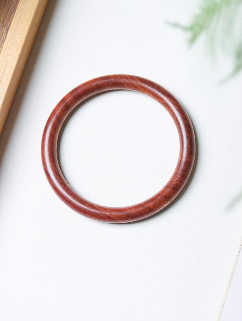 Ethnic Style Wenwan Jewelry - Blood Sandalwood, Green Sandalwood, Ebony, Rosewood, and Agarwood Thin Bangle Bracelet (0.8 Round Bar).