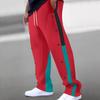 Men's Funky Pants Casual Colour Block Button Trousers Sweatpants Men's Straight Legs