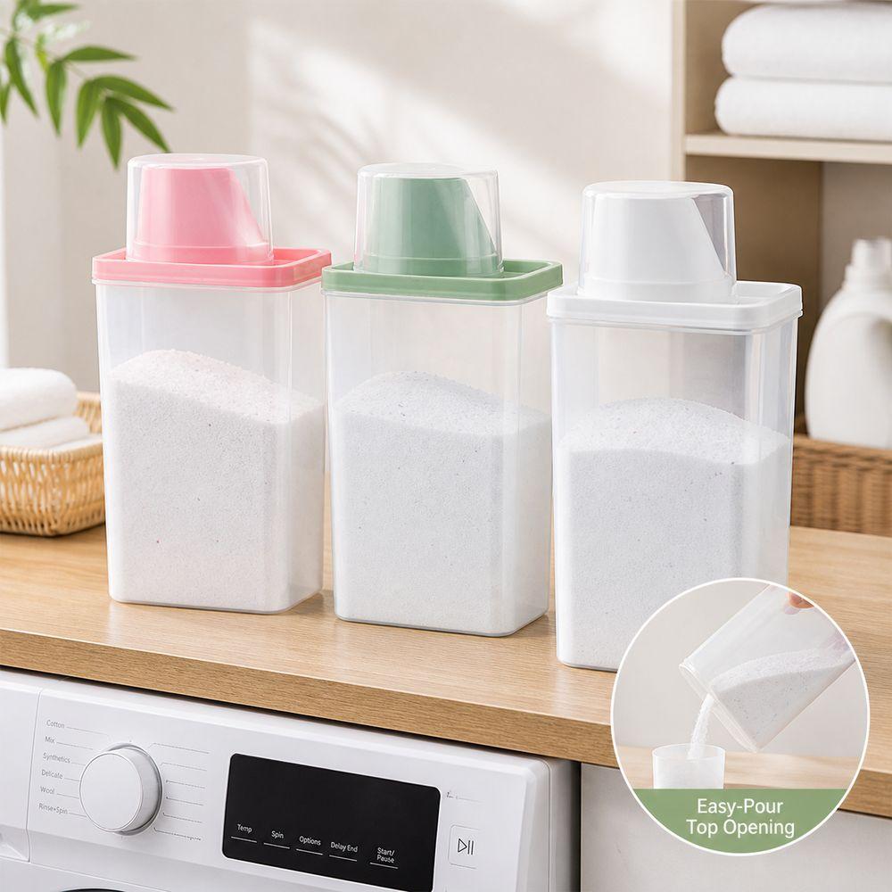 Transparent Washing Powder Storage Box with Measuring Cup Laundry Storage Container