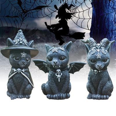 Cat Sculpture Lawn Figure Desktop Sculpture Horror Statue Home Garden Yard Decor Holiday Gifts Halloween