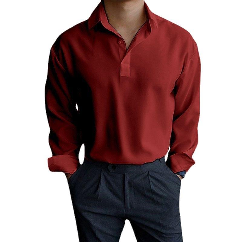2026 Autumn and Winter New Style Solid Color Shirt with Lapel M красный