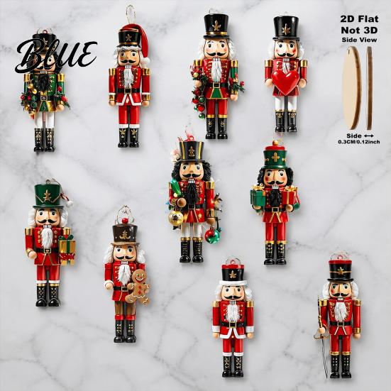 Indoor Christmas Fireplace Decorations Nutcracker Ornaments Durable Wooden Hanging Figurines Country Style Assorted Soldier Figures Decorations,