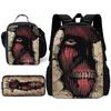 Child School Anime AttackS On Titan Backpack with Lunch Bags ,Pencil Bags ,School Bags for Boys Girls Best Gift