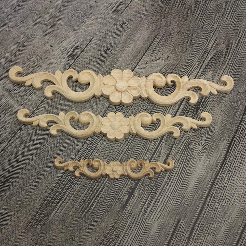 2Pcs Wooden Corner Onlay Carving Art Craft for Furniture Door Head Design Natural Wood Applique Decor Carved Onlay
