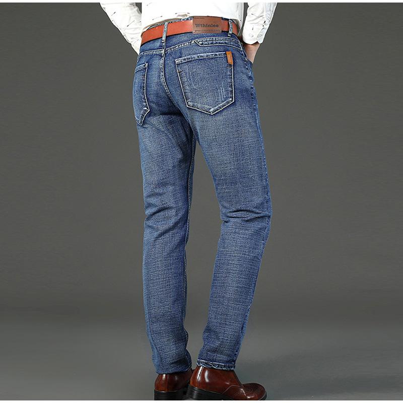 2025 New Spring Autumn Men Classic Jeans Business Fashion Straight Regular Blue Stretch Denim Trousers Men's Smart Jean