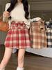 Women's Plus Size High Waist Plaid A-Line Pleated Mini Skirt - Autumn/Winter 2025 Collection