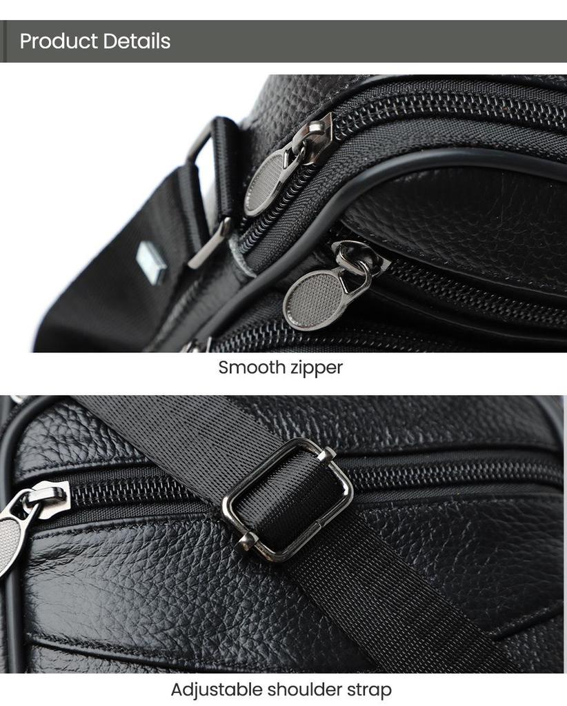 2024 Genuine Leather Men's Crossbody Bag, Simple Single Shoulder Design, Top Layer Cowhide.