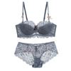 European & American Plus Size Sexy Lace Push-Up Lingerie Set – French Half-Cup Design for a Flattering Look