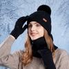 3pcs Wool Thermal Knit Cap Warm Winter Beanie Hat Soft Hat Scarf Gloves Set  Skiing