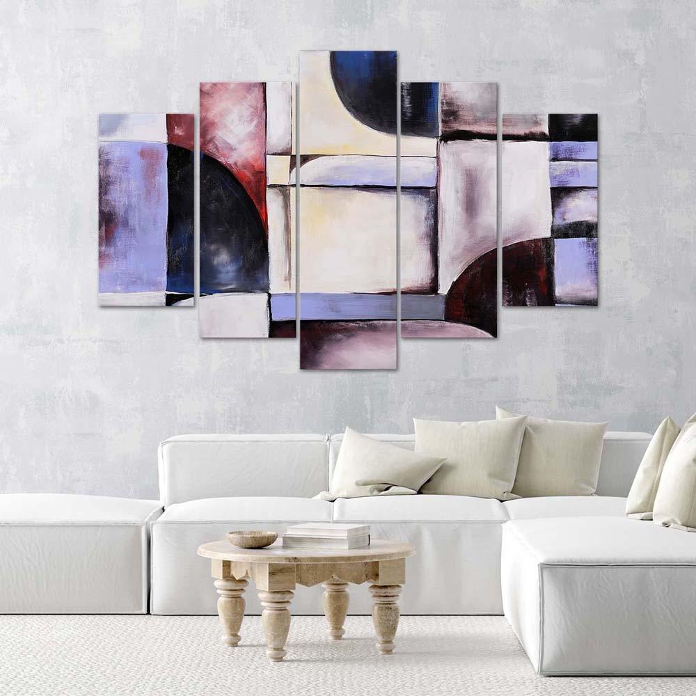 Feeby Feeby Five piece picture canvas print, Peace of colour